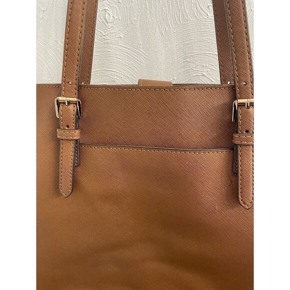 Michael Kors Jet Set Travel Large Saffiano North/South Tote Brown - Picture 5 of 12